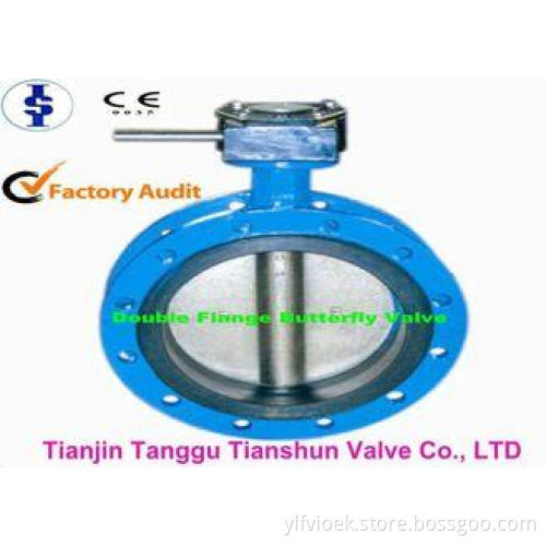 PTFE Sealing Ring Double Flanged Butterfly Valve PN20 PN25